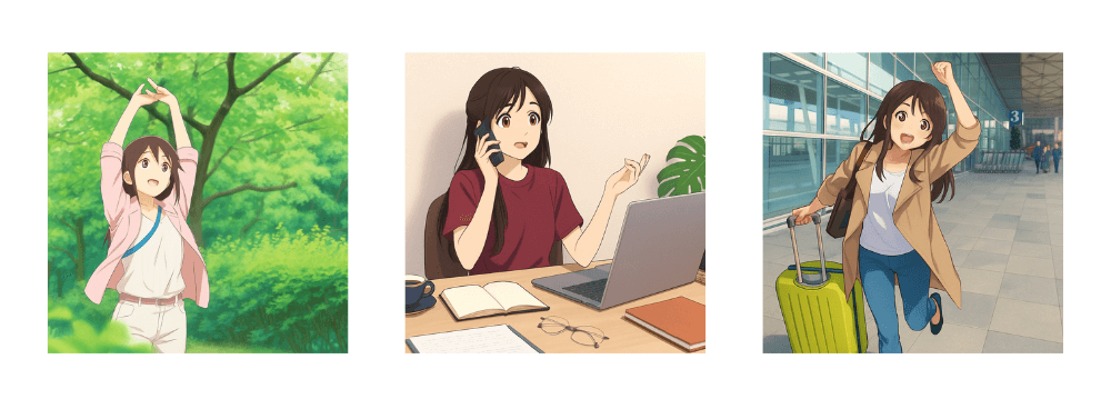 活き活きとしている女性達のイラスト
